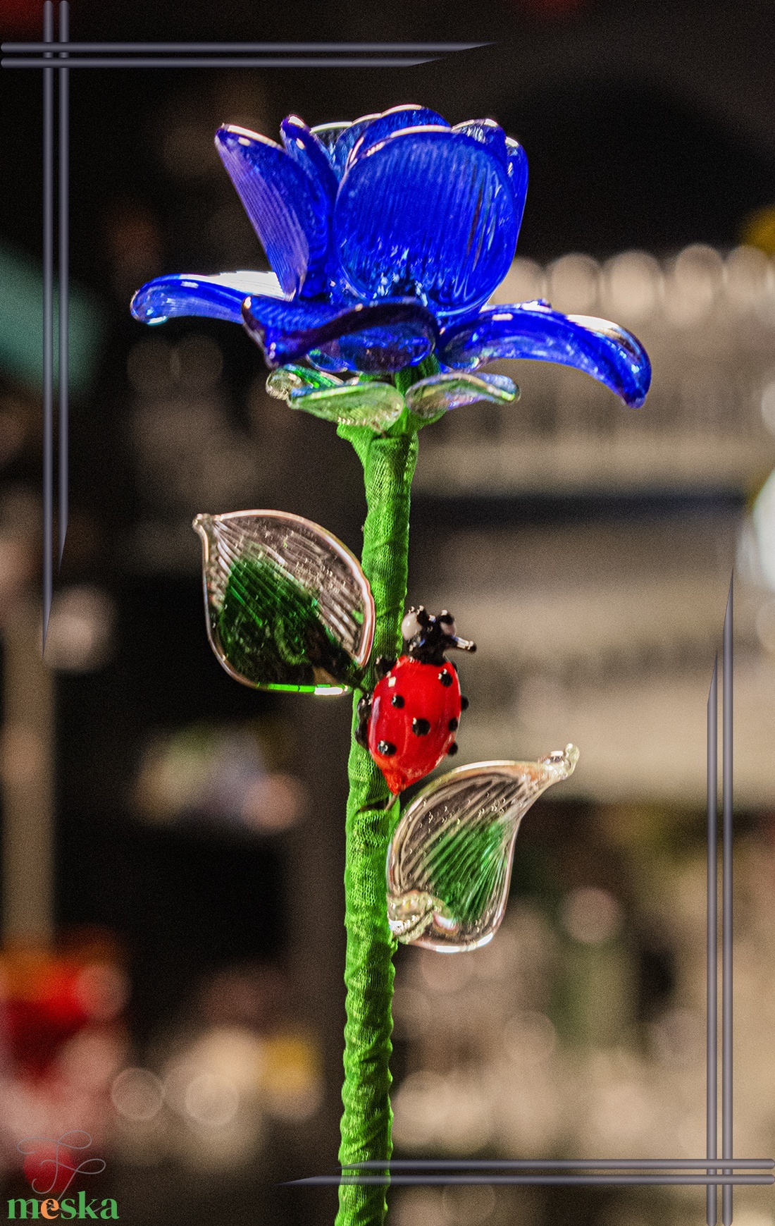 Üveg Rózsa - Kobaltkék - otthon & életmód - dekoráció - asztal és polc dekoráció - díszüveg - Meska.hu