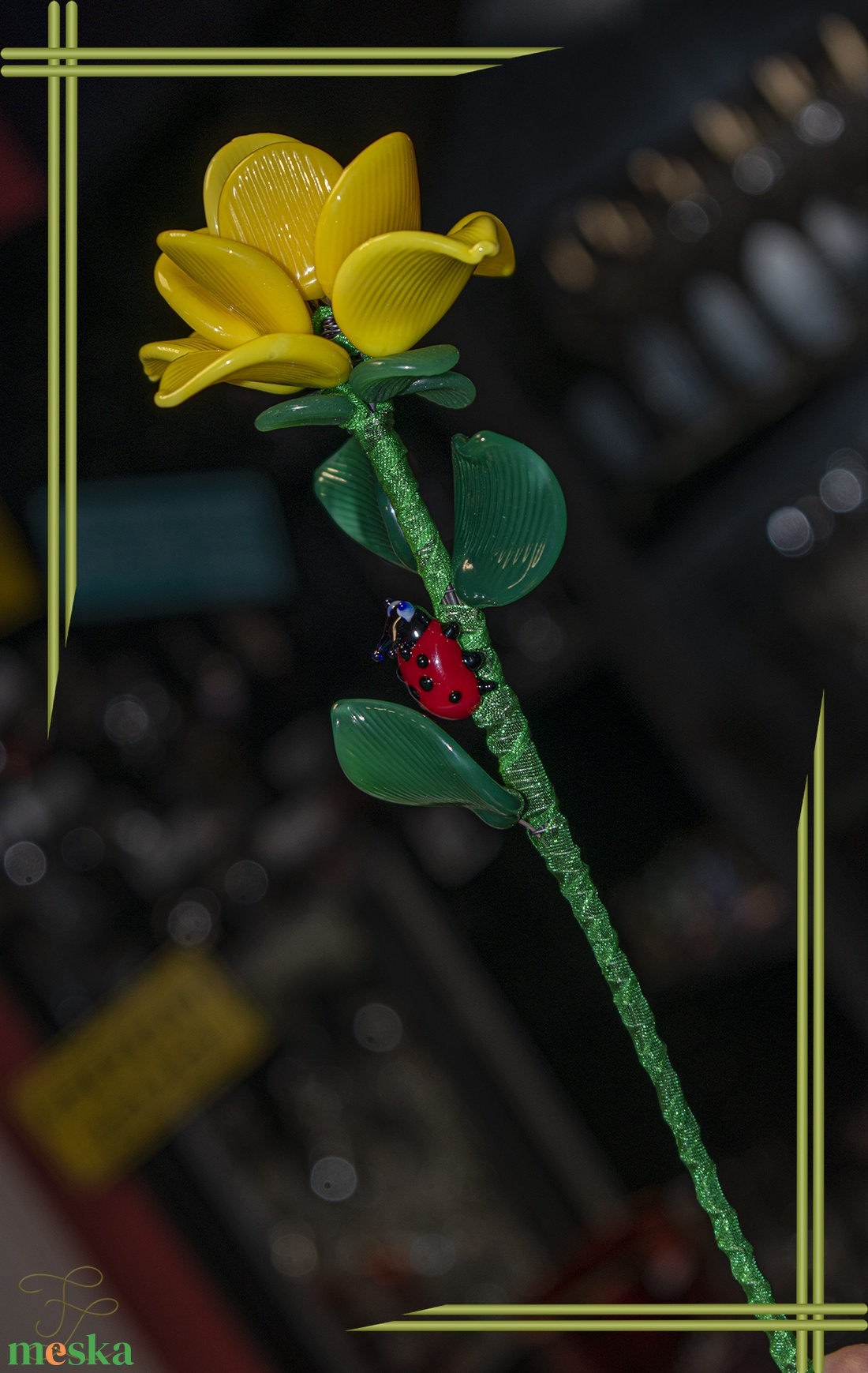 Üveg rózsa - Sárga opál üveg - otthon & életmód - dekoráció - asztal és polc dekoráció - díszüveg - Meska.hu