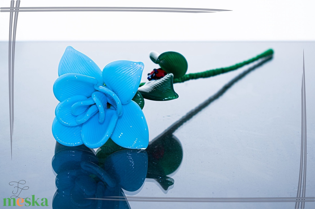 Üveg Rózsa - sky blue opal - otthon & életmód - dekoráció - asztal és polc dekoráció - díszüveg - Meska.hu