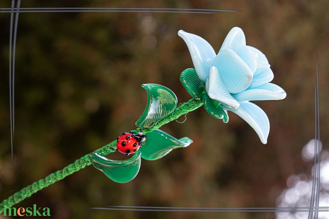 Üveg Rózsa - sky blue opal - otthon & életmód - dekoráció - asztal és polc dekoráció - díszüveg - Meska.hu