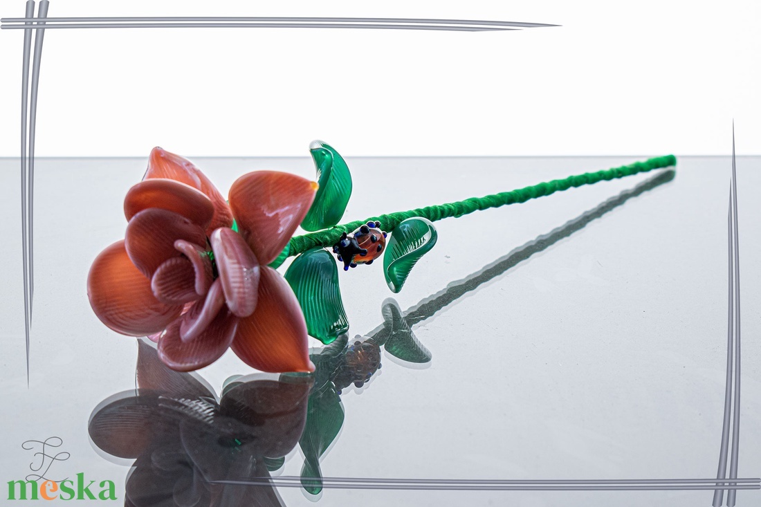 Üveg Rózsa - átlátszatlan rózsaszín - otthon & életmód - dekoráció - asztal és polc dekoráció - díszüveg - Meska.hu