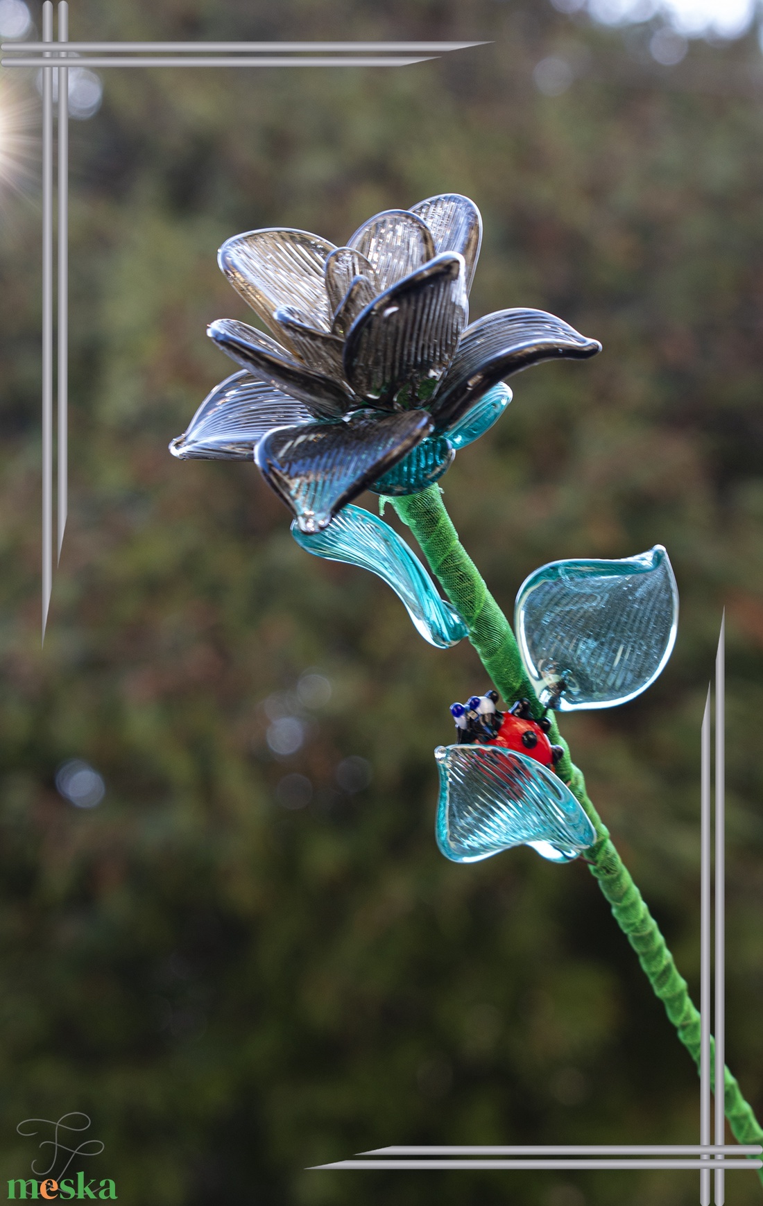 Üveg rózsa - Füst színű üveg - otthon & életmód - dekoráció - asztal és polc dekoráció - díszüveg - Meska.hu