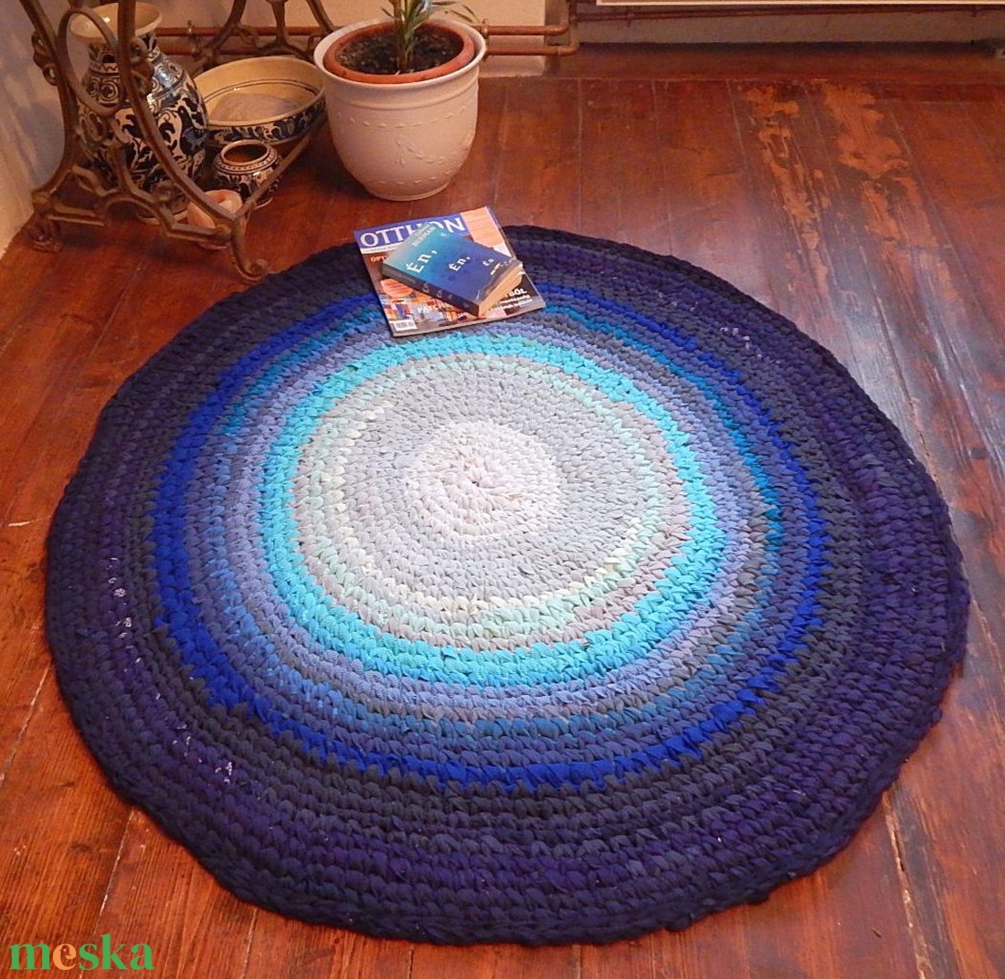 horgolt szőnyeg újrahasznosított anyagokból - otthon & életmód - lakástextil - szőnyeg - horgolt szőnyeg - Meska.hu