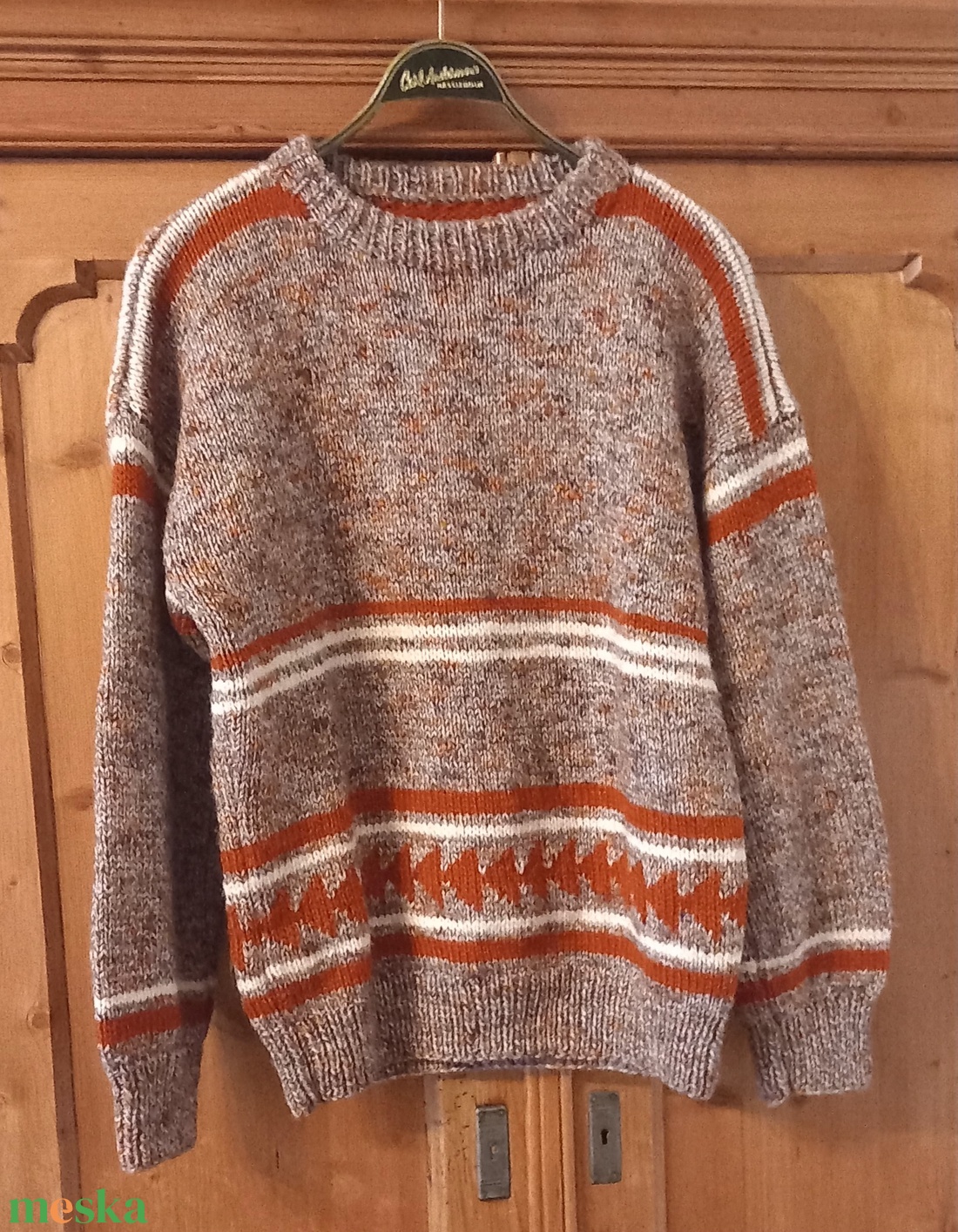 Klasszikus kézze kötött férfi pulóver  - ruha & divat - férfi ruha - férfi pulóver - Meska.hu