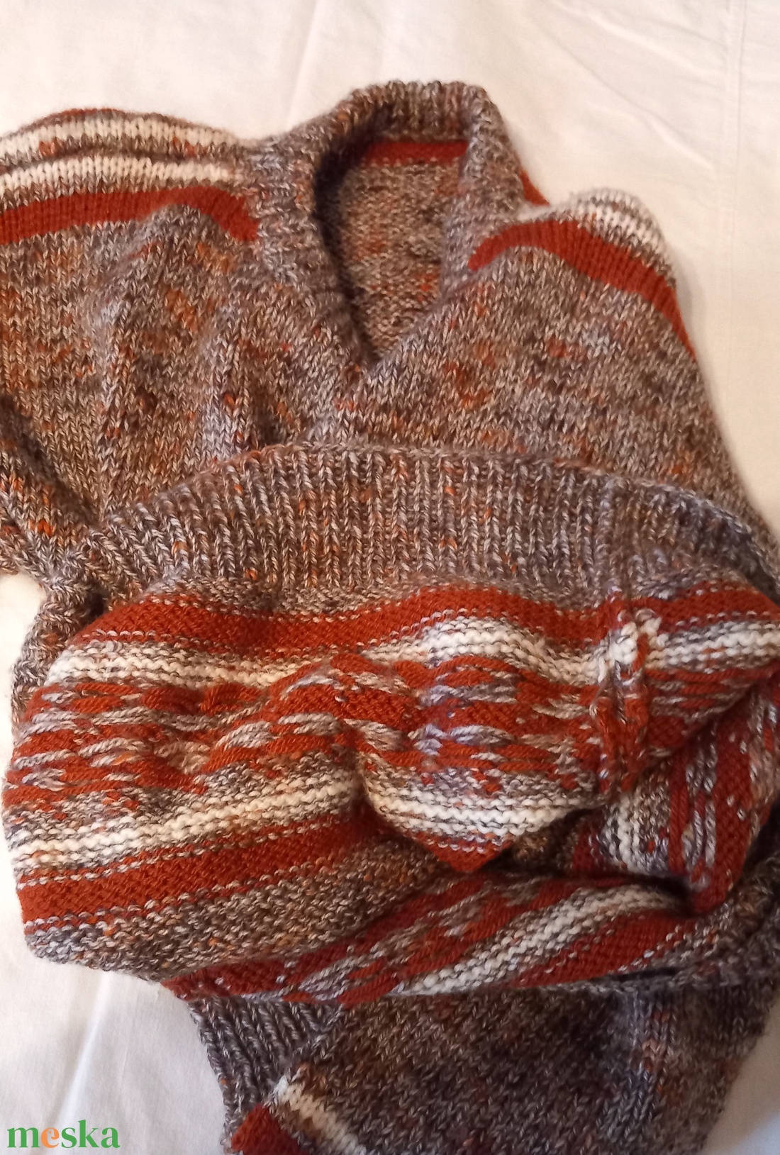 Klasszikus kézze kötött férfi pulóver  - ruha & divat - férfi ruha - férfi pulóver - Meska.hu