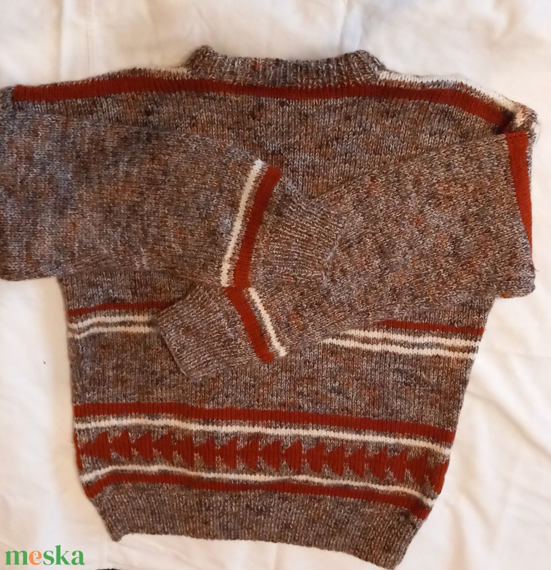 Klasszikus kézze kötött férfi pulóver  - ruha & divat - férfi ruha - férfi pulóver - Meska.hu