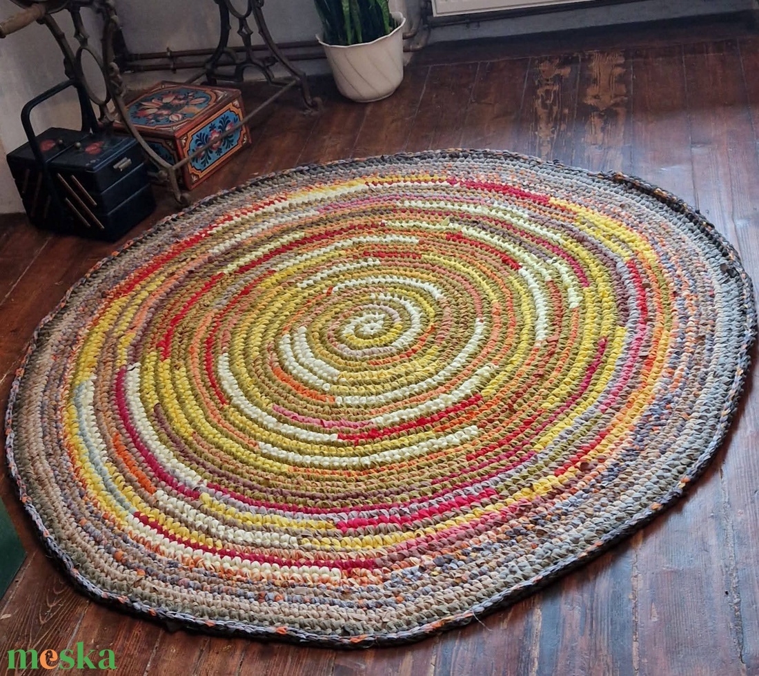  Rag rug Horgolt szőnyeg rongyszőnyeg - otthon & életmód - lakástextil - szőnyeg - horgolt szőnyeg - Meska.hu