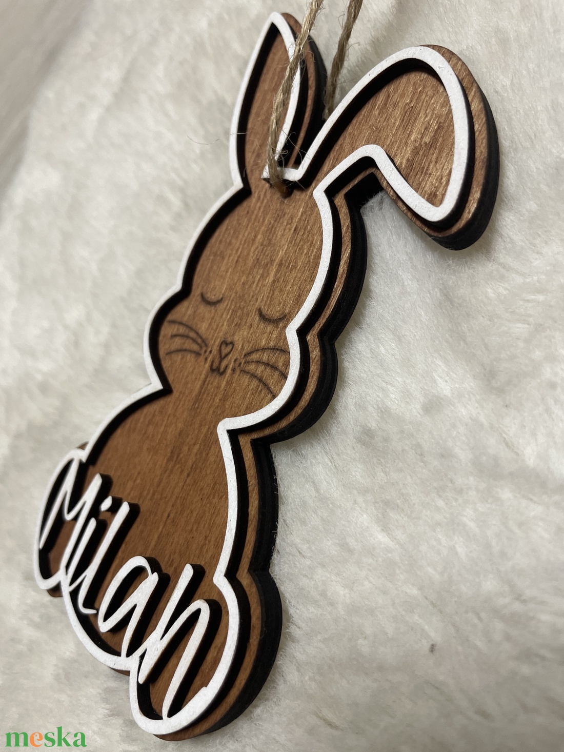 Névre szóló húsvéti nyuszi � egyedi gravírozott fa húsvéti dísz - ünnepi díszek, dekorációk - húsvéti díszek és dekorációk - húsvéti asztaldíszek - Meska.hu
