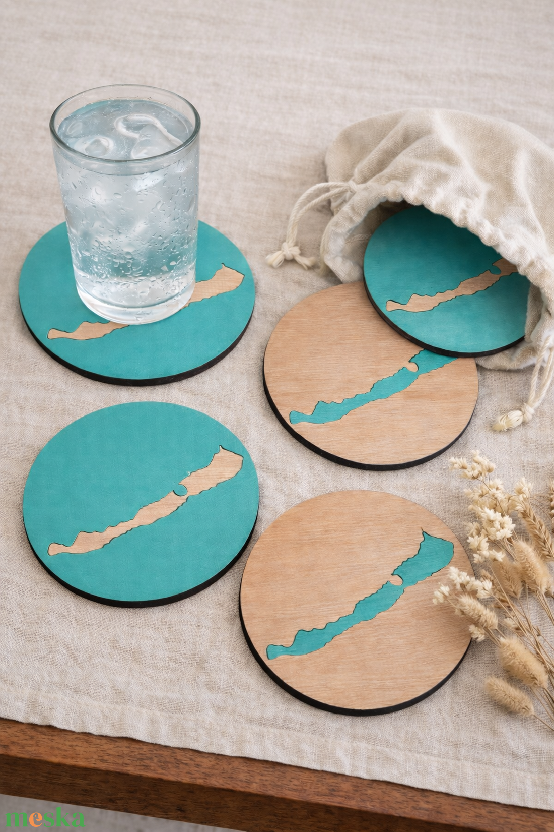 Balaton fa poháralátét szett (4 db) választható színekkel - otthon & életmód - konyhafelszerelés, tálalás - tálalás - tányér- és poháralátét - Meska.hu