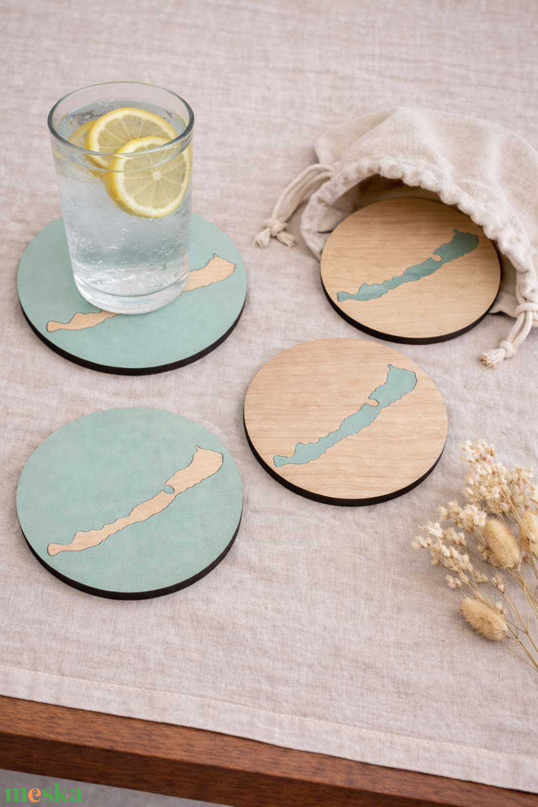 Balaton fa poháralátét szett (4 db) választható színekkel - otthon & életmód - konyhafelszerelés, tálalás - tálalás - tányér- és poháralátét - Meska.hu