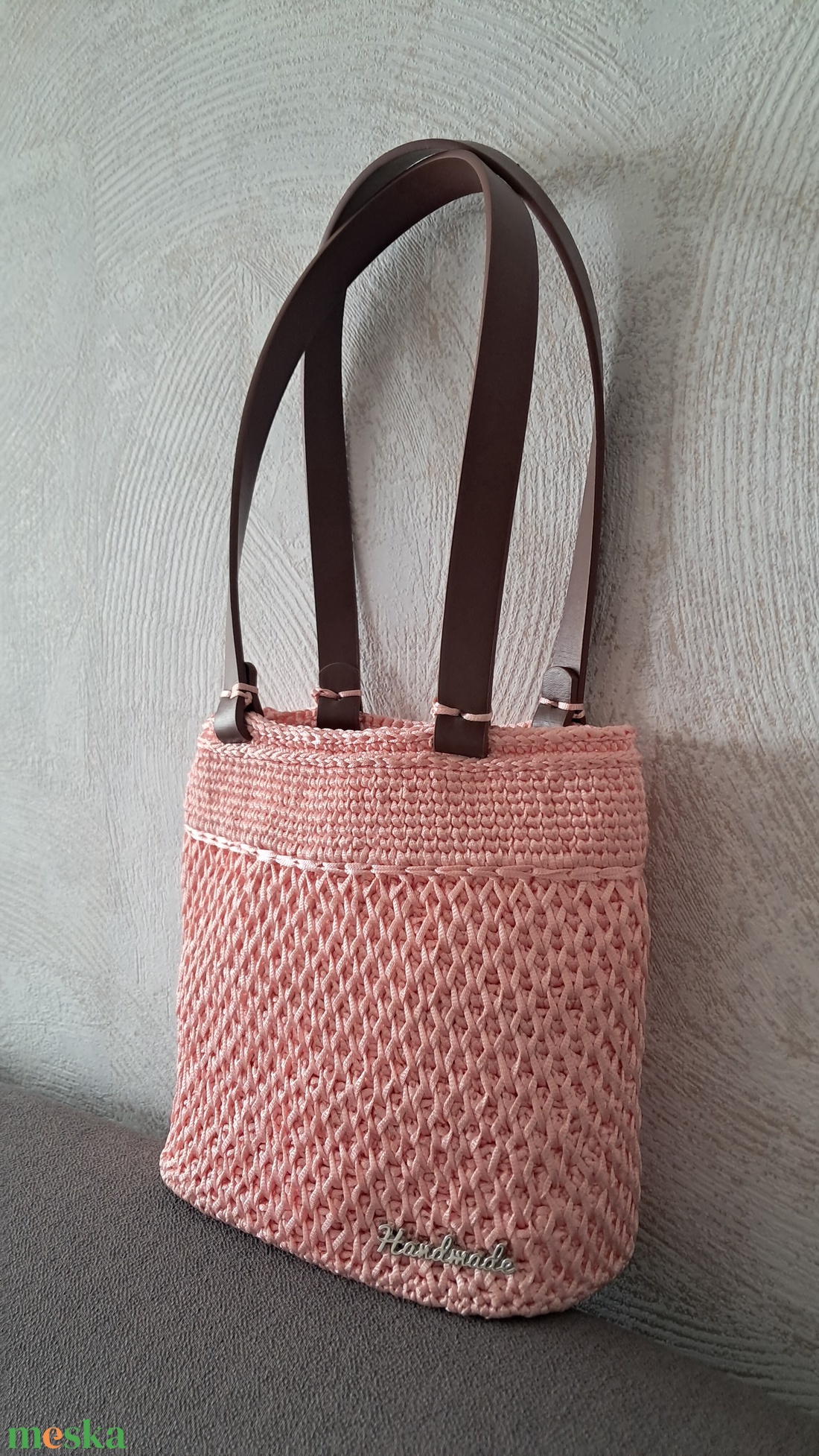 Horgolt barackvirág táska - táska & tok - kézitáska & válltáska - alkalmi táska - Meska.hu