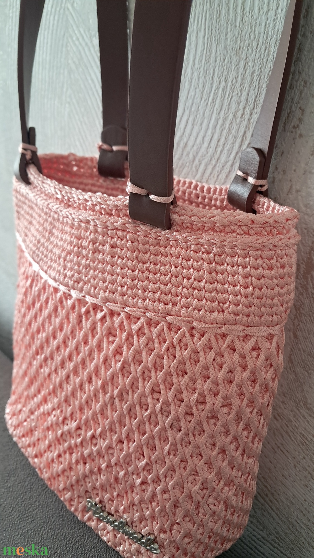 Horgolt barackvirág táska - táska & tok - kézitáska & válltáska - alkalmi táska - Meska.hu