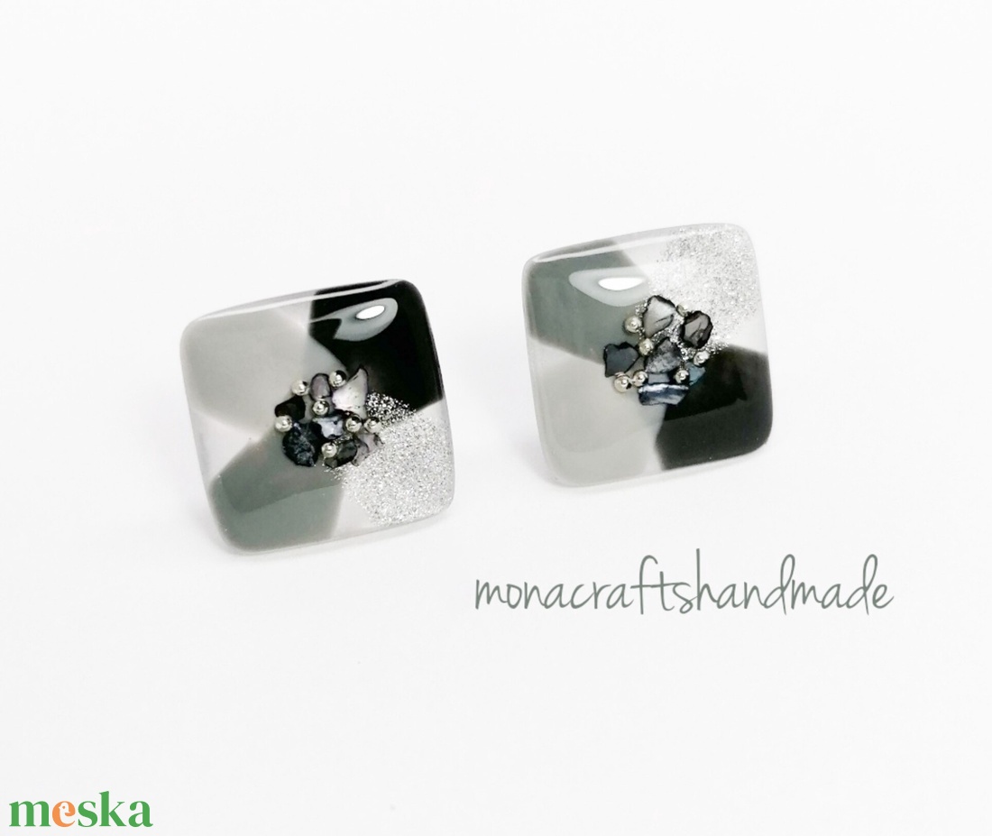Tiffany - műgyanta fülbevaló acél alappal - ékszer - fülbevaló - pötty fülbevaló - Meska.hu