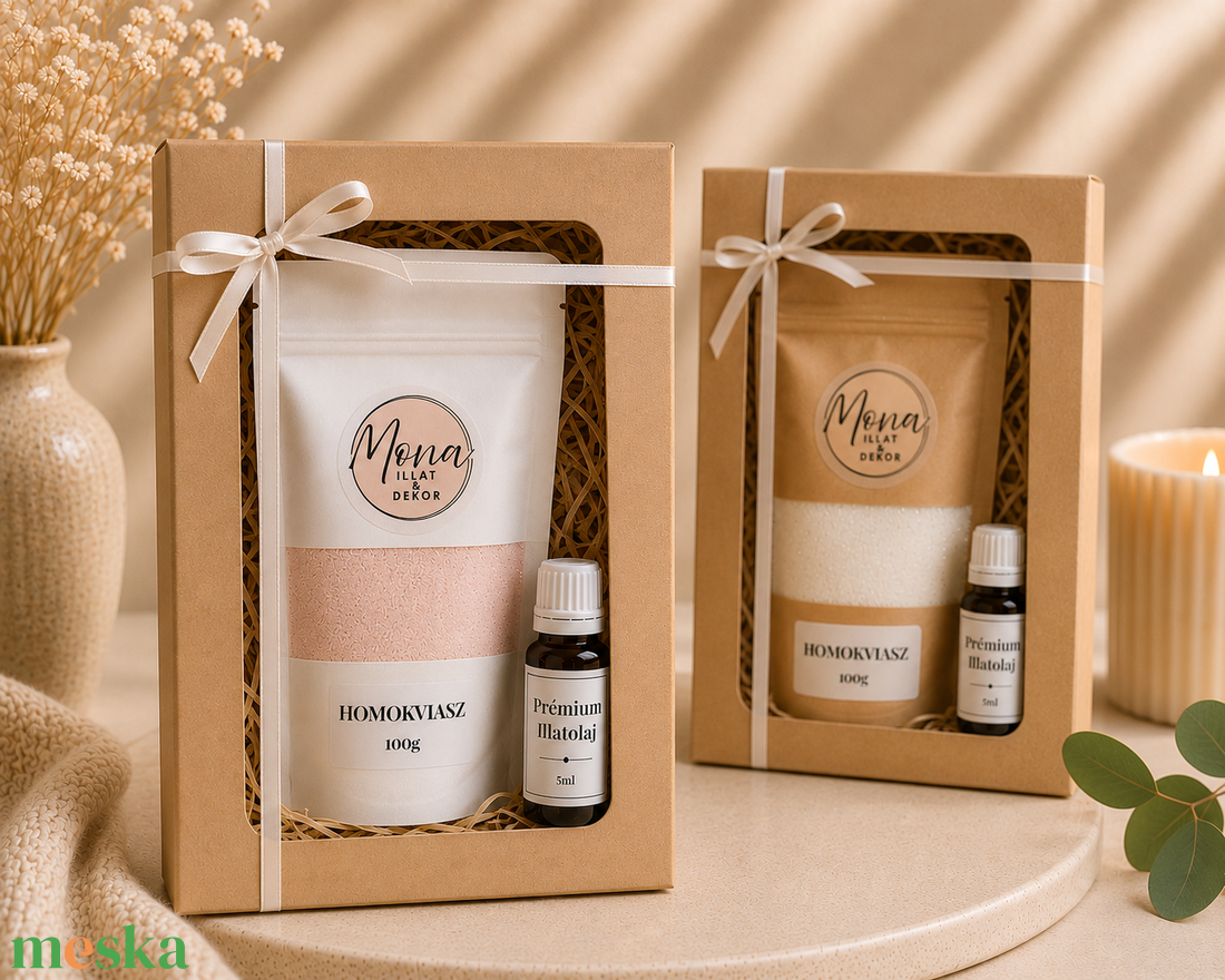 Prémium növényi Homokviasz /gyöngyviasz/ szett 5ml illatolajjal - otthon & életmód - gyertya, illat, aroma - gyertya - Meska.hu