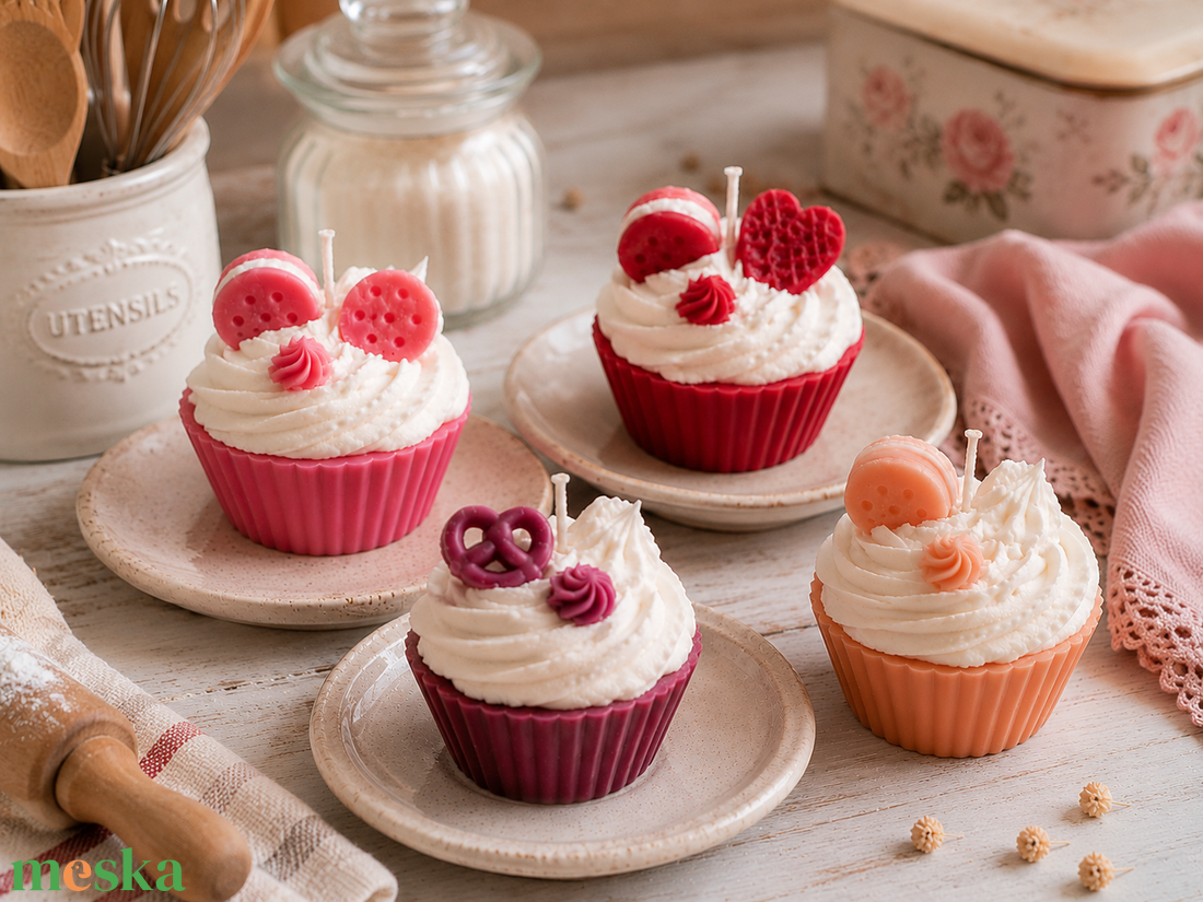 CUPCAKE ILLATOS FORMAGYERTYA - DESSZERTGYERTYA - otthon & életmód - gyertya, illat, aroma - gyertya - Meska.hu
