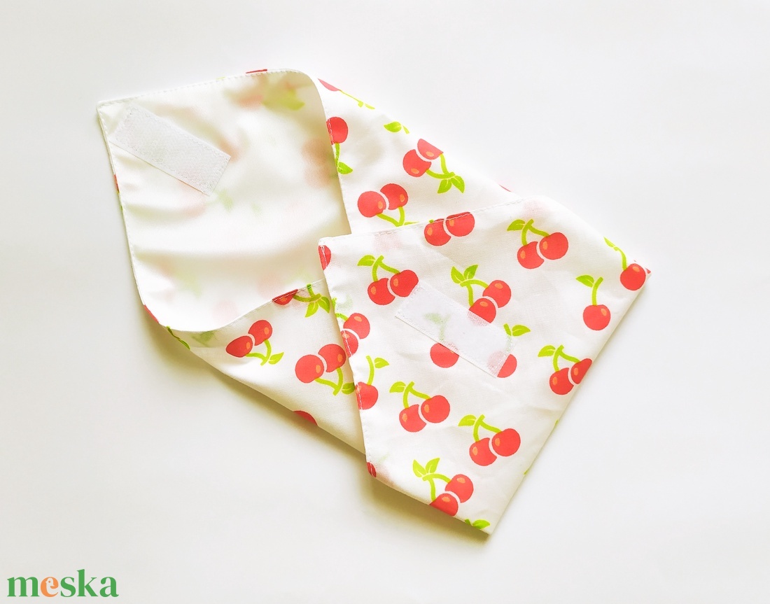 Újraszalvéta, szendvics csomagoló, textil szalvéta, cseresznyés - táska & tok - uzsonna- & ebéd tartó - szendvics csomagoló - Meska.hu