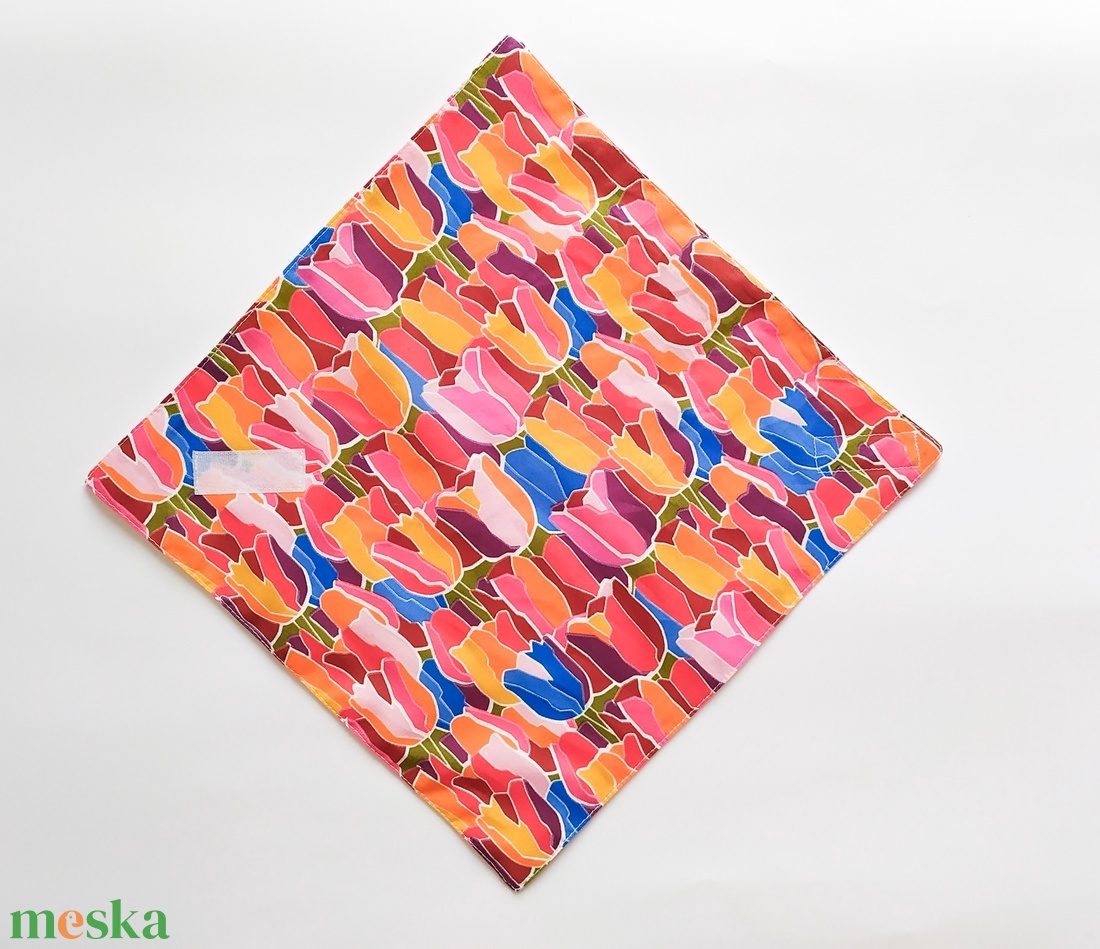 Újraszalvéta, szendvics csomagoló, textil szalvéta, színes tulipános - táska & tok - uzsonna- & ebéd tartó - szendvics csomagoló - Meska.hu