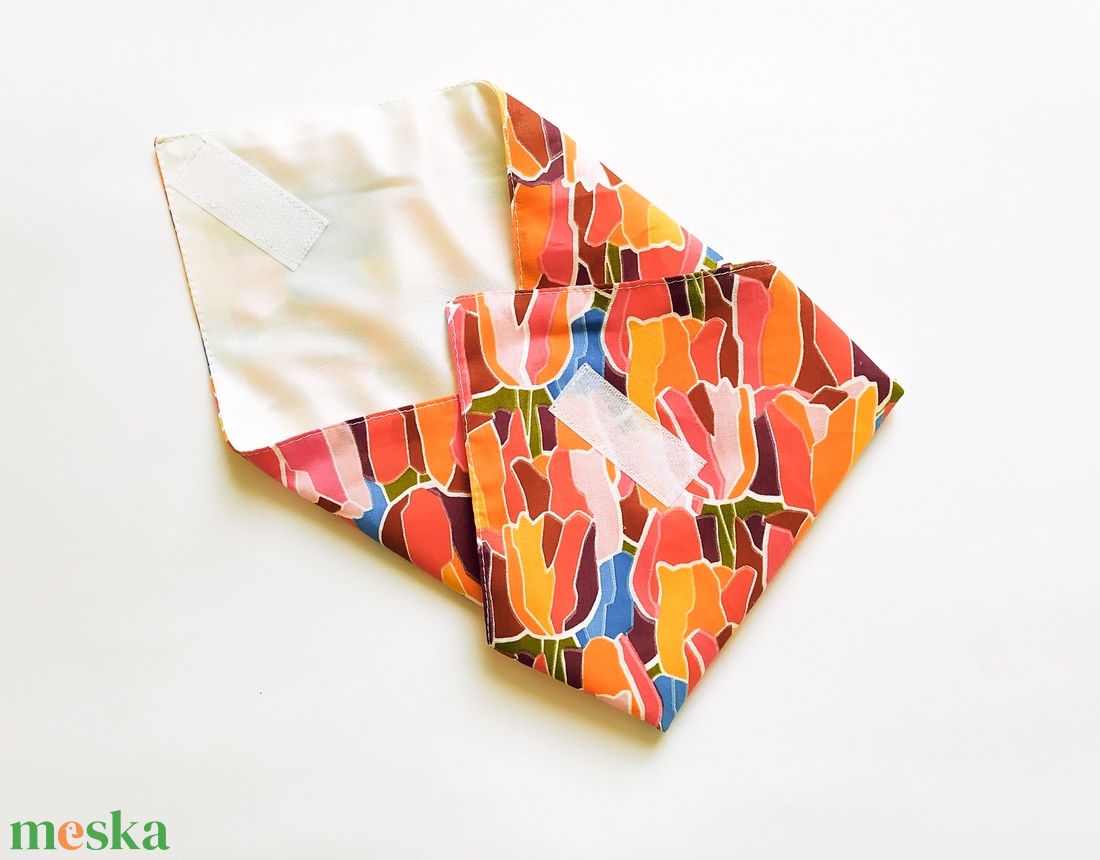 Újraszalvéta, szendvics csomagoló, textil szalvéta, színes tulipános - táska & tok - uzsonna- & ebéd tartó - szendvics csomagoló - Meska.hu