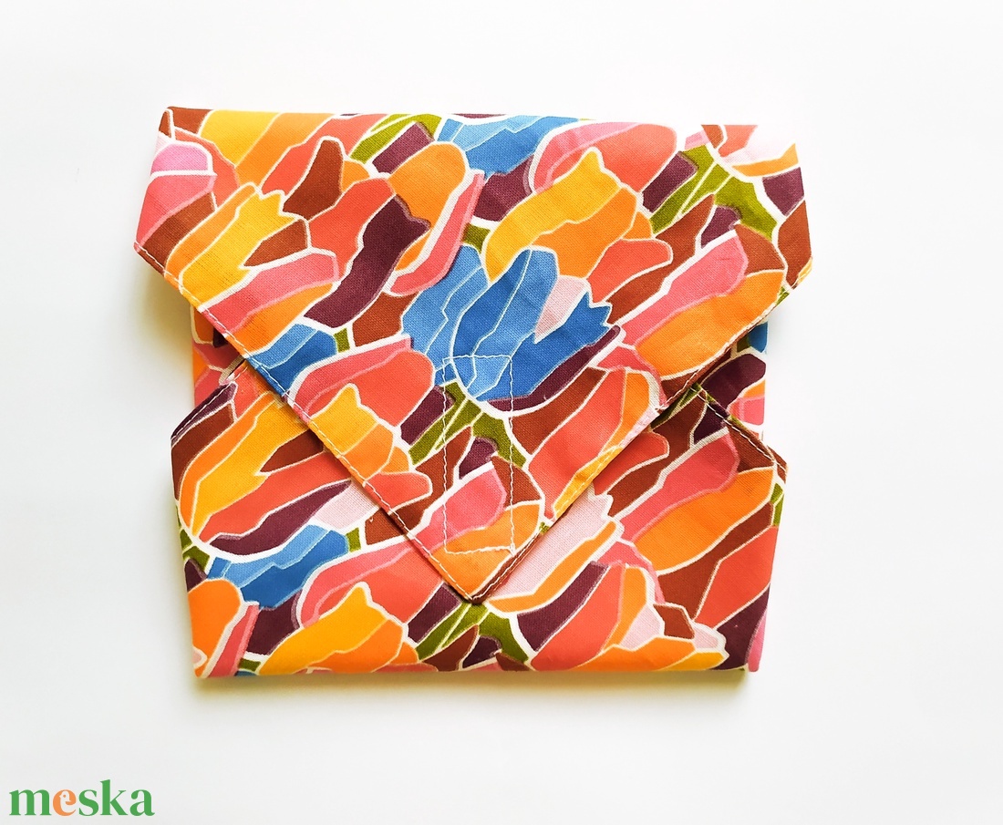 Újraszalvéta, szendvics csomagoló, textil szalvéta, színes tulipános - táska & tok - uzsonna- & ebéd tartó - szendvics csomagoló - Meska.hu