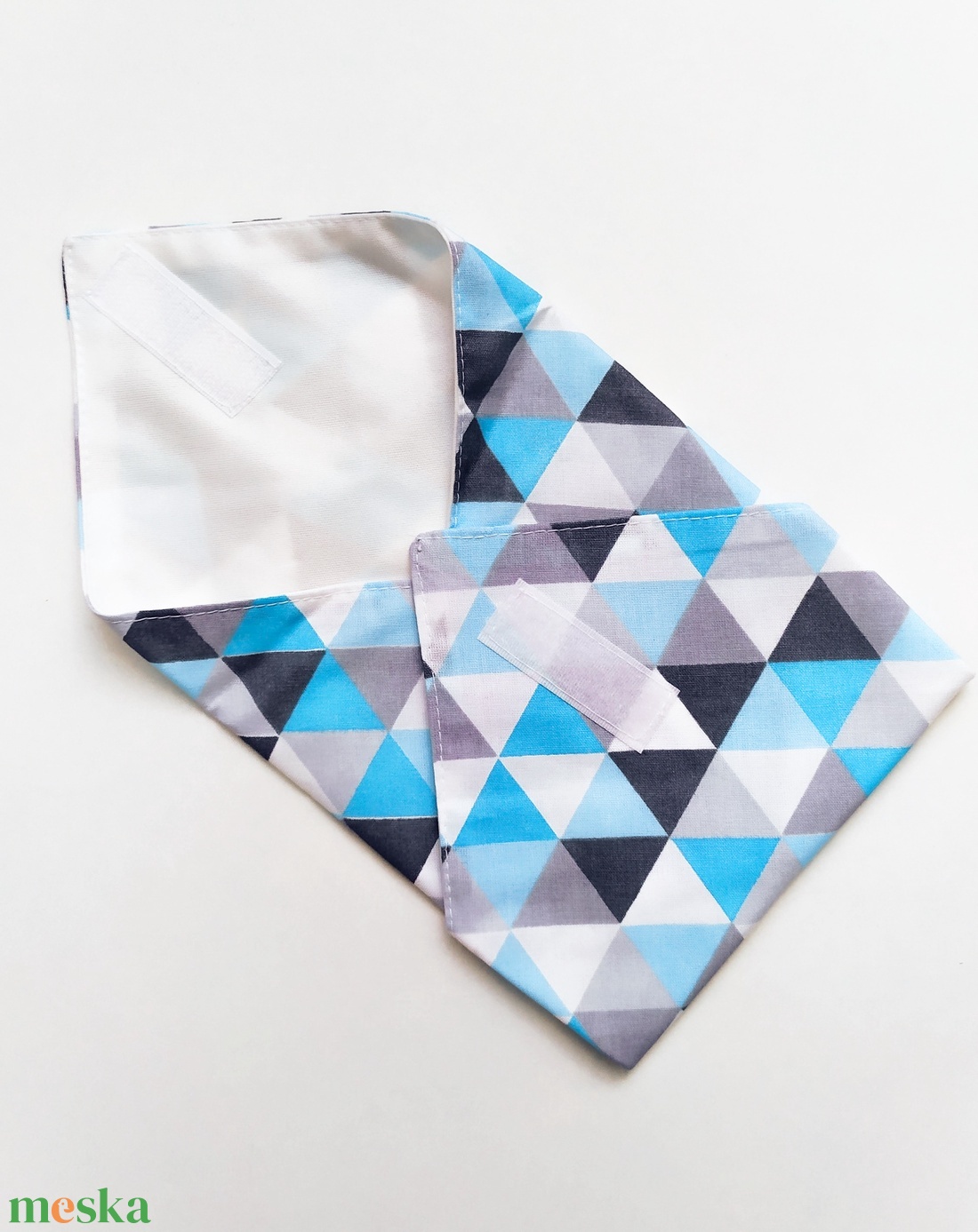 Újraszalvéta, szendvics csomagoló, textil szalvéta, kék háromszögek - táska & tok - uzsonna- & ebéd tartó - szendvics csomagoló - Meska.hu