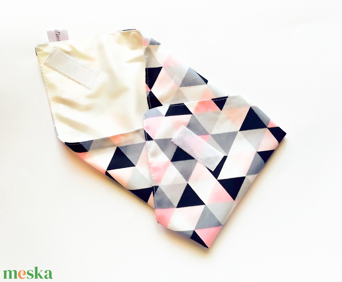 Újraszalvéta, textil szalvéta, szendvics csomagoló, rózsaszín háromszögek - táska & tok - uzsonna- & ebéd tartó - szendvics csomagoló - Meska.hu