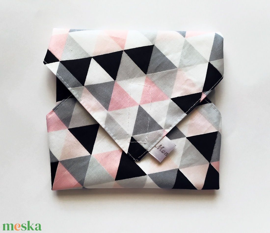 Újraszalvéta, textil szalvéta, szendvics csomagoló, rózsaszín háromszögek - táska & tok - uzsonna- & ebéd tartó - szendvics csomagoló - Meska.hu
