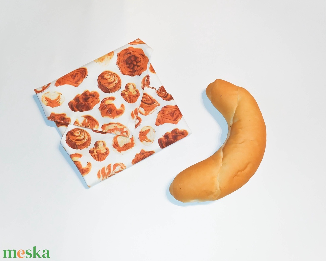 Újraszalvéta, szendvics csomagoló, textil szalvéta, pékárú és kenyér mintás 2 - táska & tok - uzsonna- & ebéd tartó - szendvics csomagoló - Meska.hu