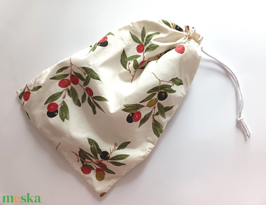 Nagy méretű kenyereszsák, frissentartó zsák, pékárus zsák-Oliva bogyós - táska & tok - bevásárlás & shopper táska - kenyeres zsák - Meska.hu