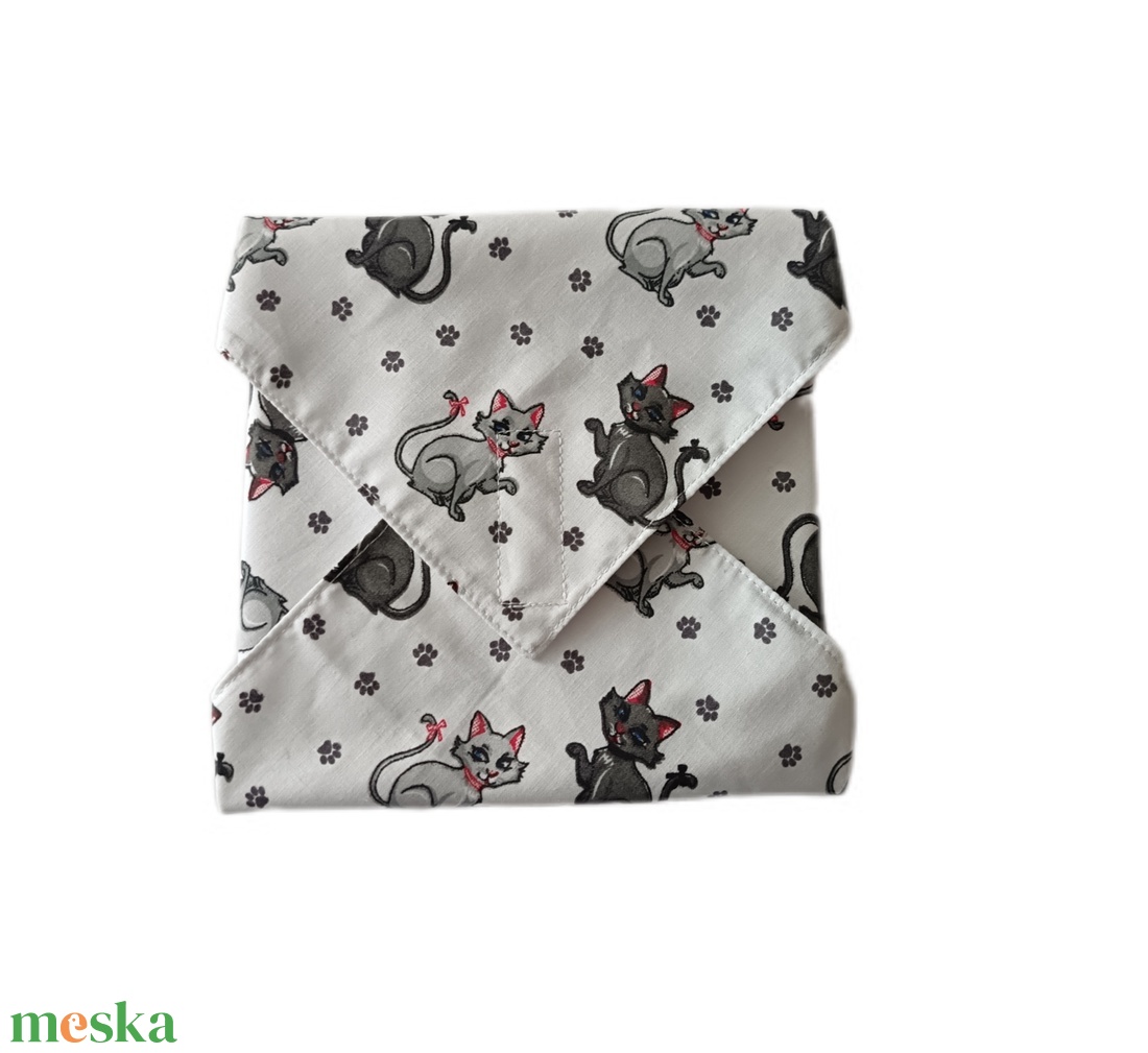 Újraszalvéta, szendvics csomagoló, cicatömeg, kék-sárga - táska & tok - uzsonna- & ebéd tartó - szendvics csomagoló - Meska.hu