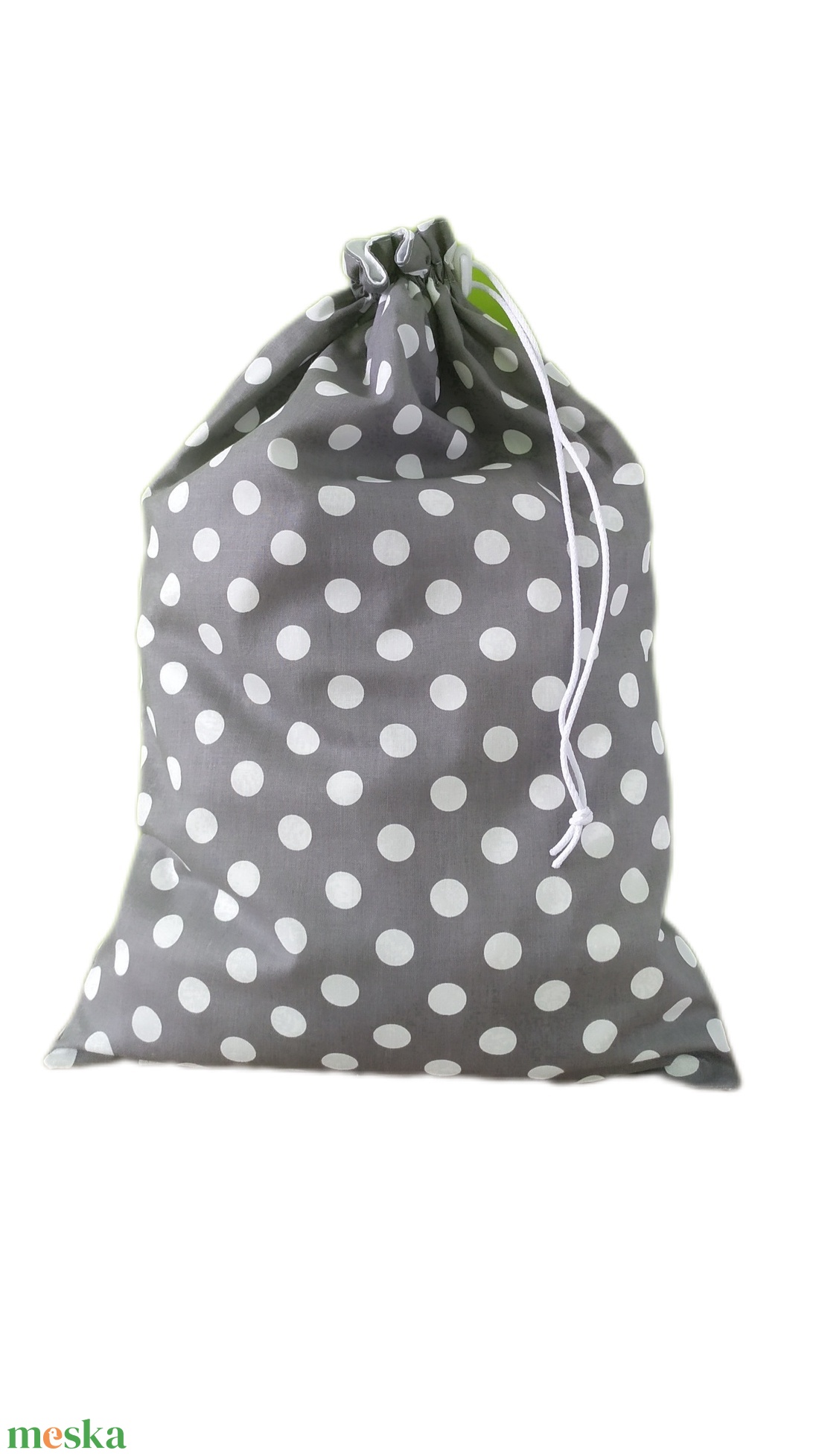 Közepes kenyereszsák, frissentartó zsák, pékárus zsák-Szürke alapon fehér nagy pöttyös - táska & tok - bevásárlás & shopper táska - kenyeres zsák - Meska.hu