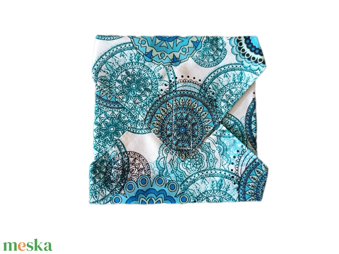 Újraszalvéta, szendvics csomagoló, kék mandala mintás  - táska & tok - uzsonna- & ebéd tartó - szendvics csomagoló - Meska.hu