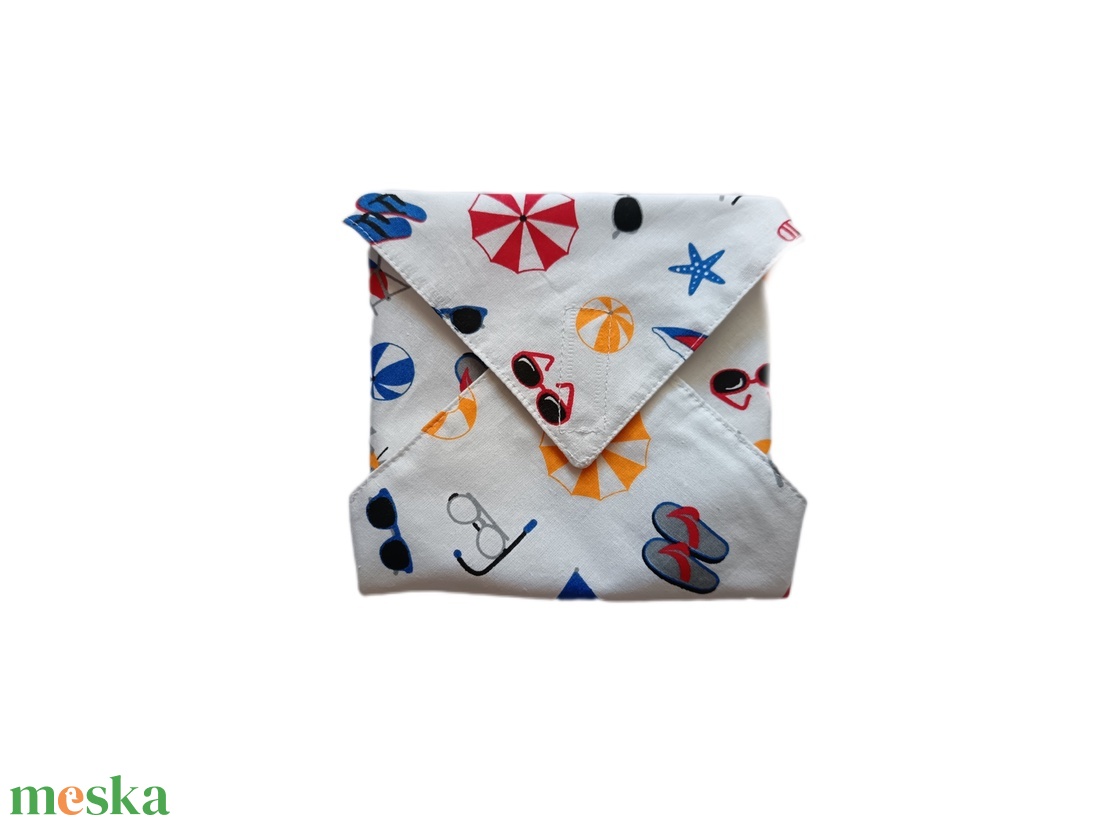 Újraszalvéta, szendvics csomagoló, strand mintás - táska & tok - uzsonna- & ebéd tartó - szendvics csomagoló - Meska.hu