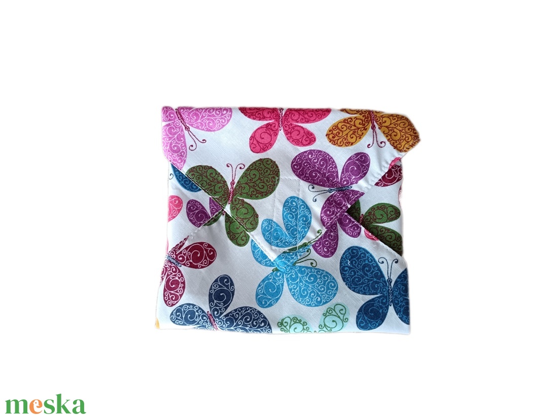 Újraszalvéta, szendvics csomagoló, textilszalvéta, színes pillangós - táska & tok - uzsonna- & ebéd tartó - szendvics csomagoló - Meska.hu