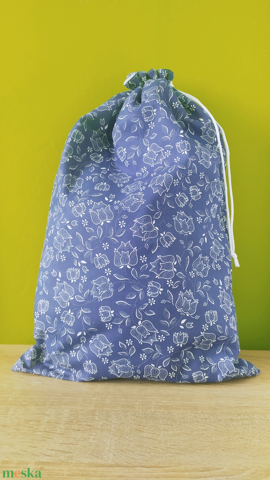 Nagy méretű kenyereszsák, frissentartó zsák, pékárus zsák,tulipános kékfestő - táska & tok - bevásárlás & shopper táska - kenyeres zsák - Meska.hu