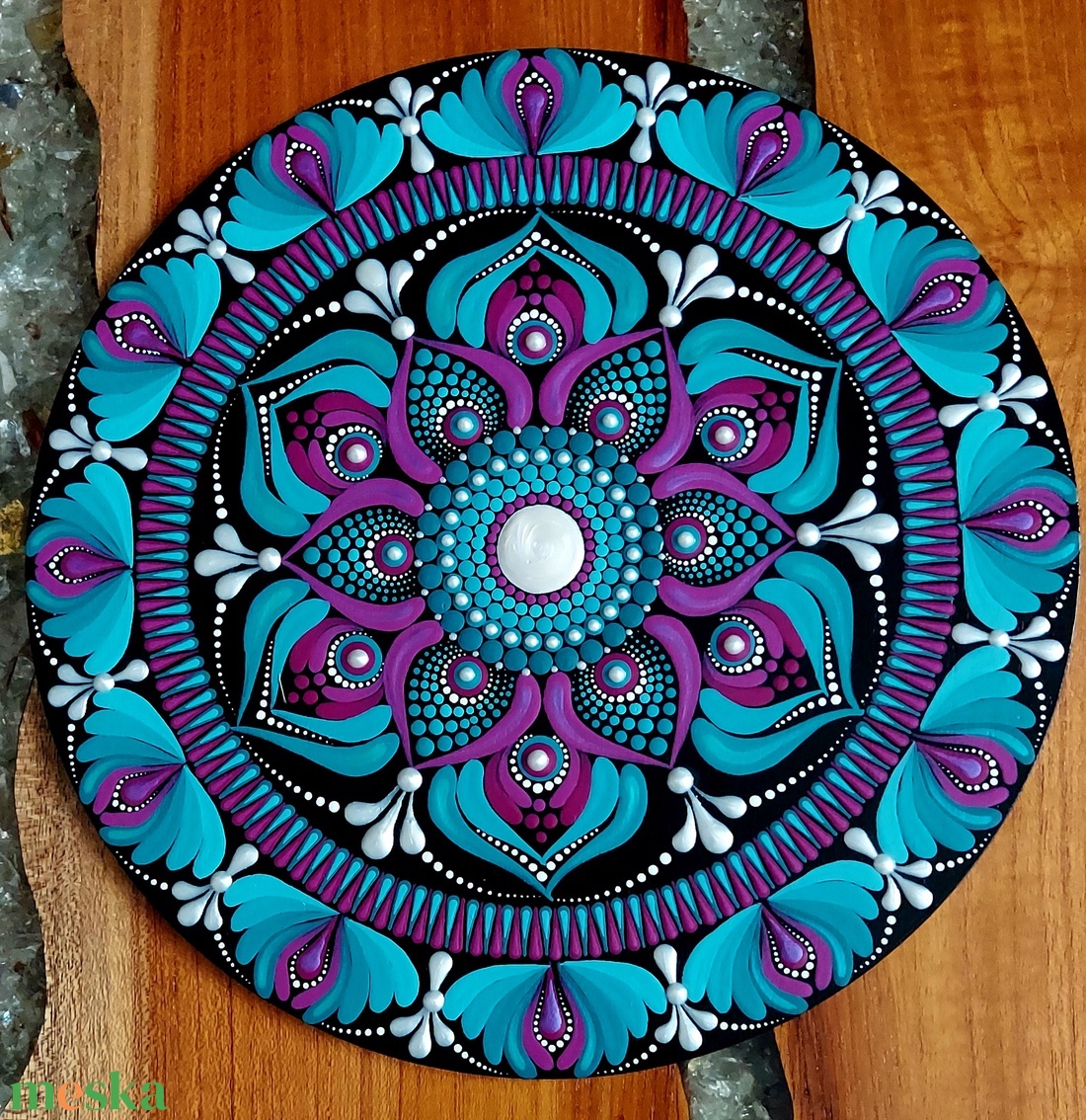 Türkíz kékes-bordós-lilás színátmenetes kis mandala - otthon & életmód - dekoráció - spiritualitás - mandala - Meska.hu Türkíz kékes-bordós-lilás színátmenetes kis mandala - otthon & életmód - dekoráció - spiritualitás - mandala - Meska.hu