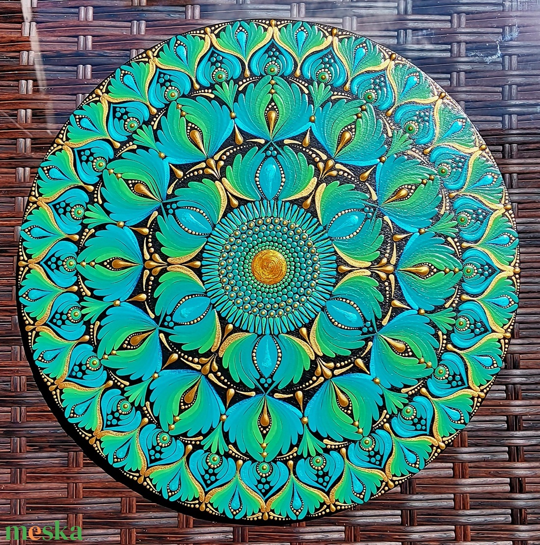 Türkízes-kékes-arany színátmenetes kisebb mandala - otthon & életmód - dekoráció - spiritualitás - mandala - Meska.hu Türkízes-kékes-arany színátmenetes kisebb mandala - otthon & életmód - dekoráció - spiritualitás - mandala - Meska.hu