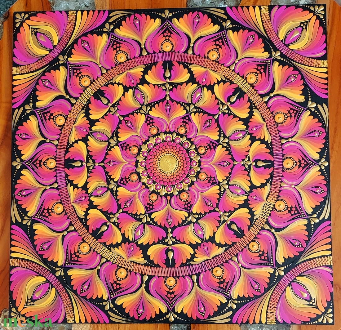 40 cm-es naplemente színvilágú színátmenetes mandala - otthon & életmód - dekoráció - spiritualitás - mandala - Meska.hu