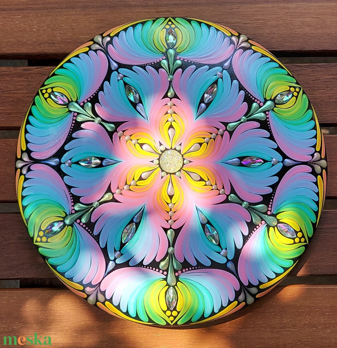 17,5 cm-es Tündérkert disc alakú kő - otthon & életmód - dekoráció - spiritualitás - mandala - Meska.hu