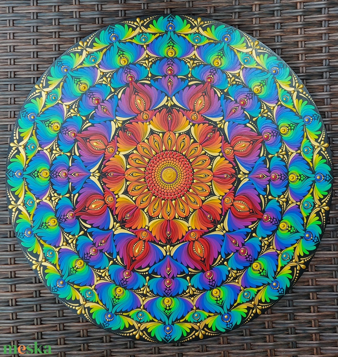45 cm-es élénk szivárvány  mandala - otthon & életmód - dekoráció - spiritualitás - mandala - Meska.hu