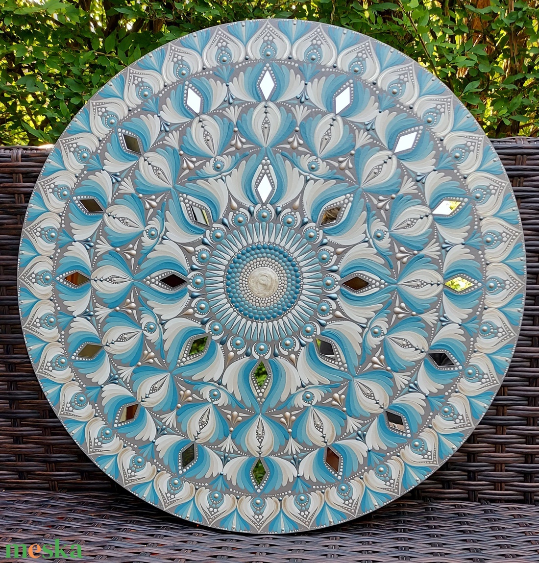 45 cm-es  kékes-bézses  mandala - otthon & életmód - dekoráció - spiritualitás - mandala - Meska.hu