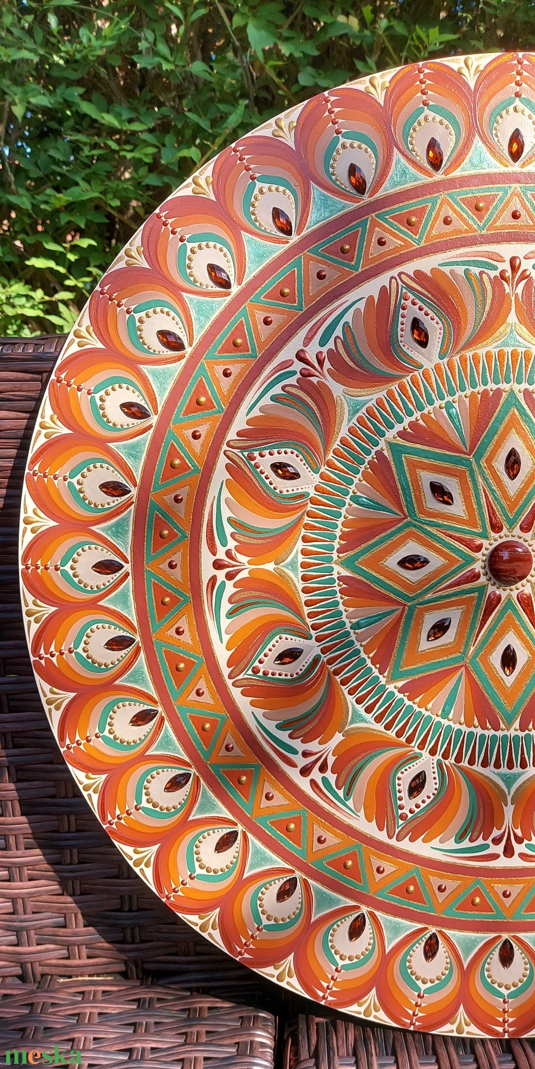 45 cm-es Indián/Boho stílusú mandala - otthon & életmód - dekoráció - spiritualitás - mandala - Meska.hu