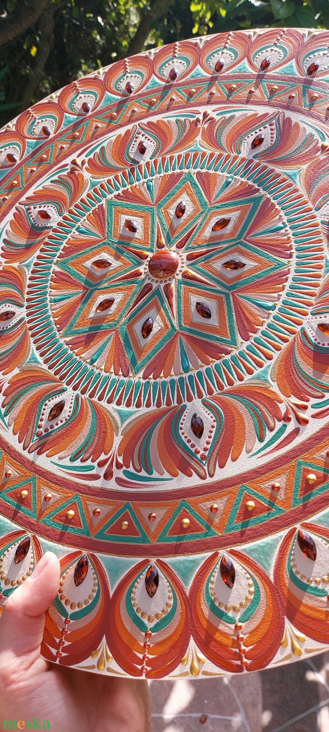 45 cm-es Indián/Boho stílusú mandala - otthon & életmód - dekoráció - spiritualitás - mandala - Meska.hu