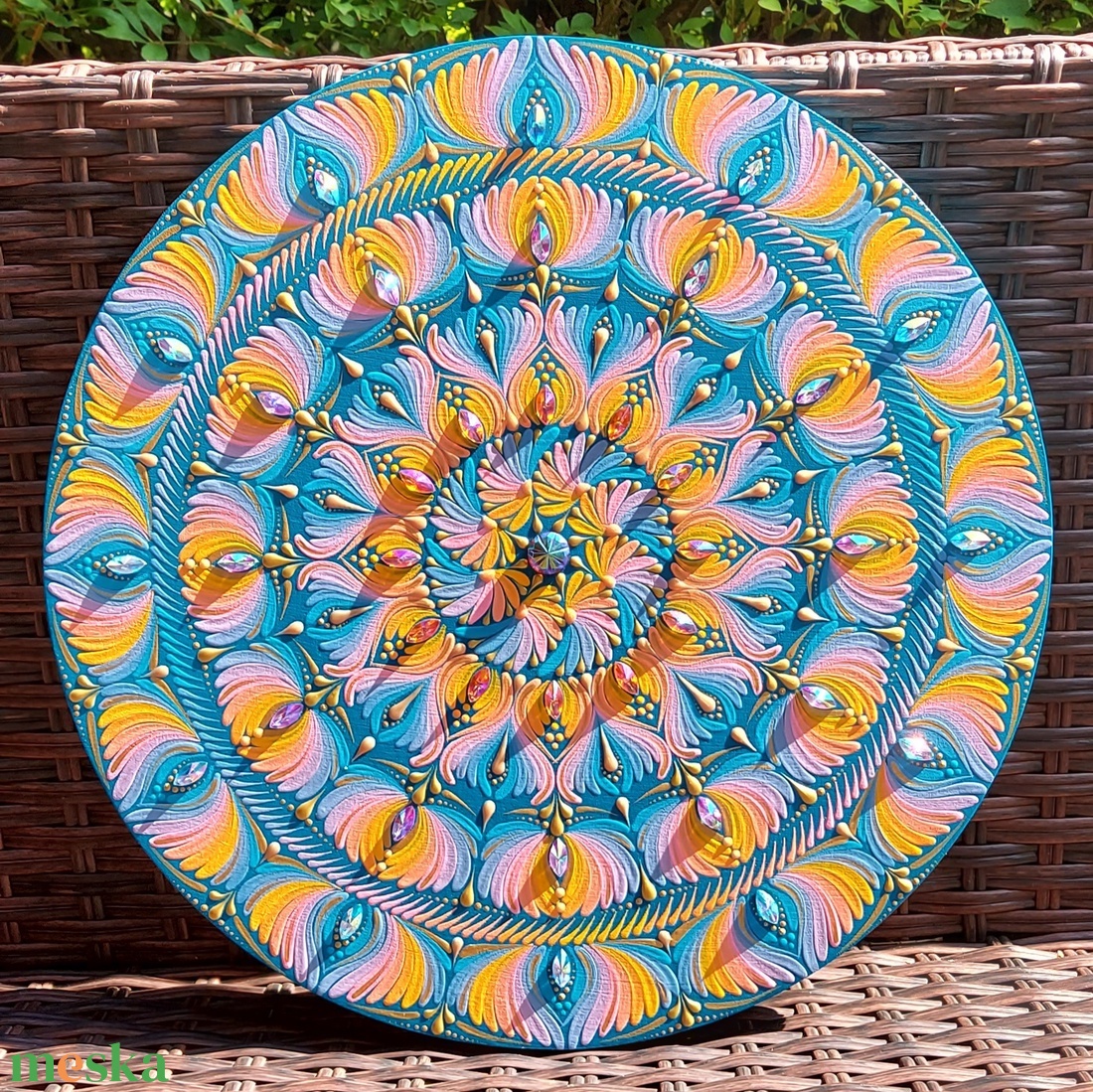 35 cm-es  élénk, késő nyári színvilágú mandala - otthon & életmód - dekoráció - spiritualitás - mandala - Meska.hu 35 cm-es  élénk, késő nyári színvilágú mandala - otthon & életmód - dekoráció - spiritualitás - mandala - Meska.hu