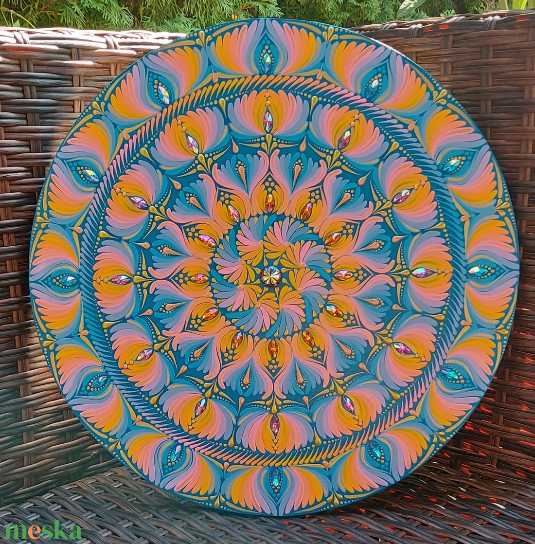 35 cm-es  élénk, késő nyári színvilágú mandala - otthon & életmód - dekoráció - spiritualitás - mandala - Meska.hu 35 cm-es  élénk, késő nyári színvilágú mandala - otthon & életmód - dekoráció - spiritualitás - mandala - Meska.hu