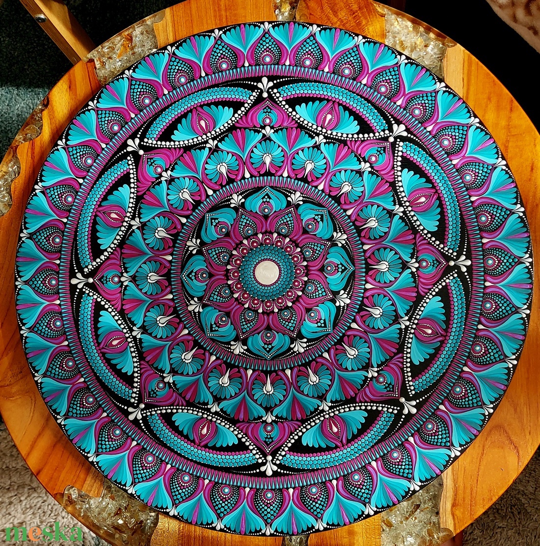 50 cm-es Türkíz kékes-lilás-bordós színátmenetes mandala - otthon & életmód - dekoráció - spiritualitás - mandala - Meska.hu