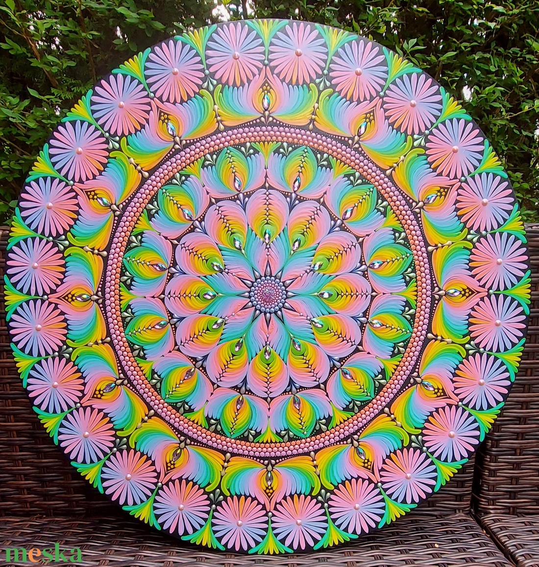 55 cm-es mandala lágy szivárvány színekkel - otthon & életmód - dekoráció - spiritualitás - mandala - Meska.hu 55 cm-es mandala lágy szivárvány színekkel - otthon & életmód - dekoráció - spiritualitás - mandala - Meska.hu