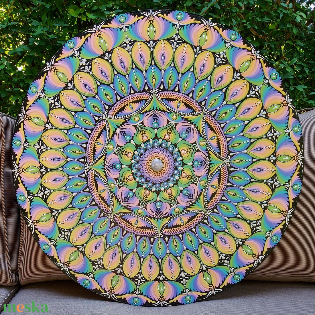 60 cm-es pasztel szivárvány mandala  - otthon & életmód - dekoráció - spiritualitás - mandala - Meska.hu 60 cm-es pasztel szivárvány mandala  - otthon & életmód - dekoráció - spiritualitás - mandala - Meska.hu
