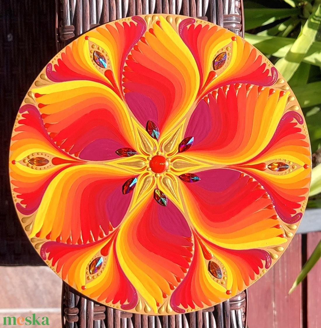 20 cm-es  Tűzvirág mandala a naplemente színeivel - otthon & életmód - dekoráció - spiritualitás - mandala - Meska.hu 20 cm-es  Tűzvirág mandala a naplemente színeivel - otthon & életmód - dekoráció - spiritualitás - mandala - Meska.hu