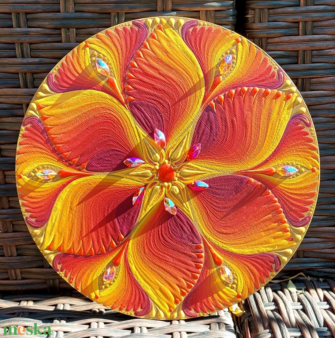 20 cm-es  Tűzvirág mandala a naplemente színeivel - otthon & életmód - dekoráció - spiritualitás - mandala - Meska.hu 20 cm-es  Tűzvirág mandala a naplemente színeivel - otthon & életmód - dekoráció - spiritualitás - mandala - Meska.hu