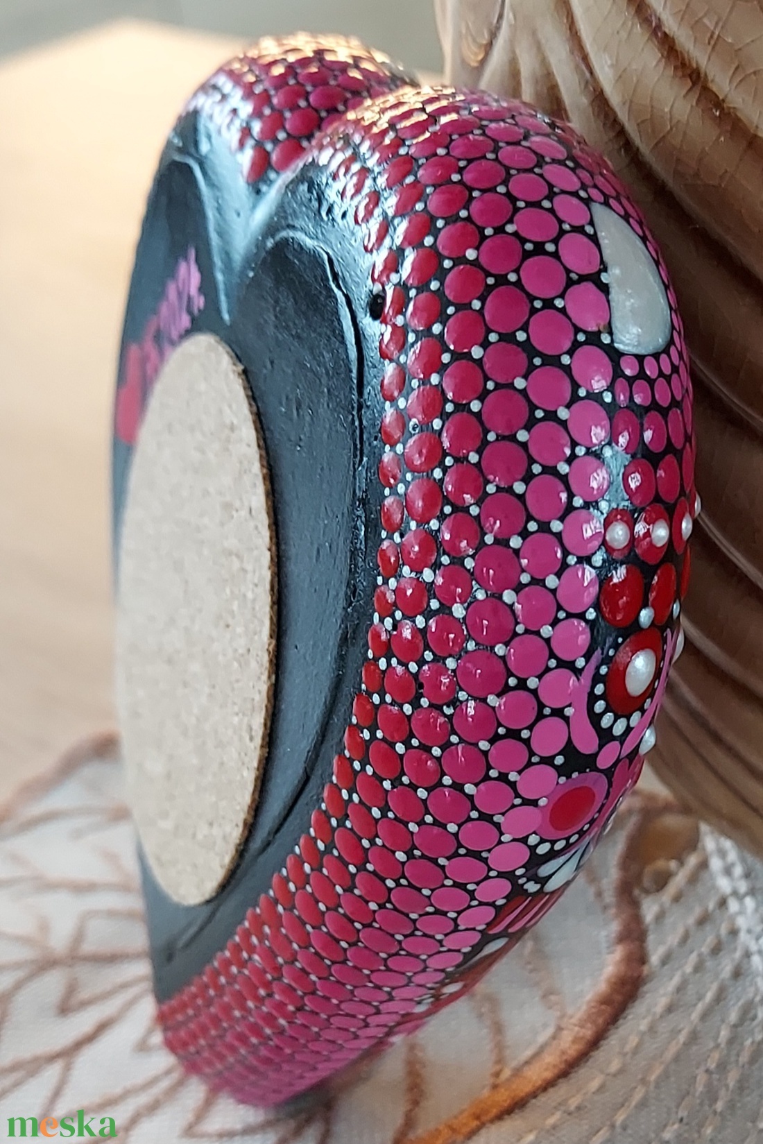 10 cm-es valentin-nap ihlette szív alakú mandalakő - otthon & életmód - dekoráció - spiritualitás - mandala - Meska.hu